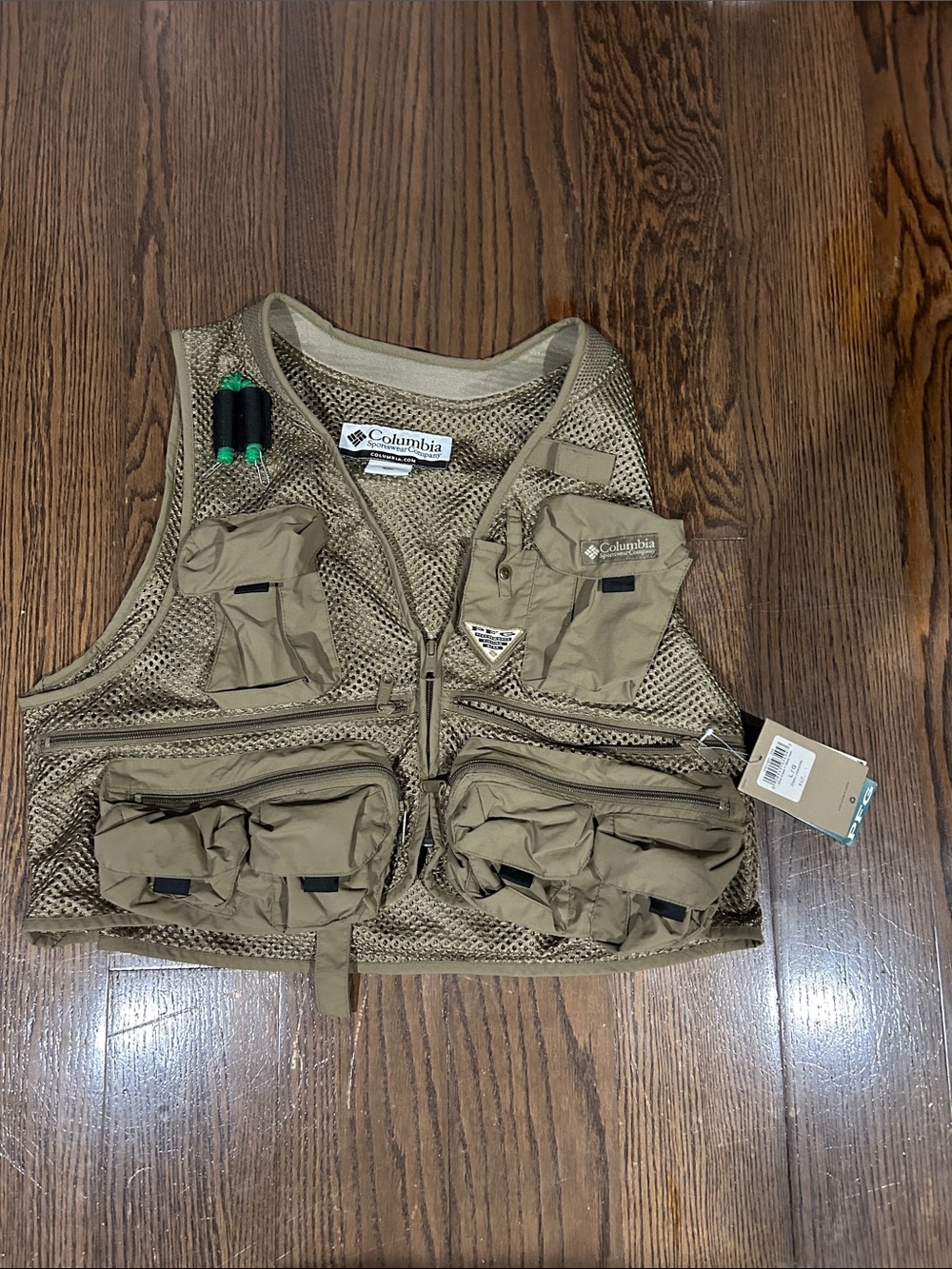 Columbia men’s  Utility fishing hunting PFG Vest - Khaki/Tan Sz L